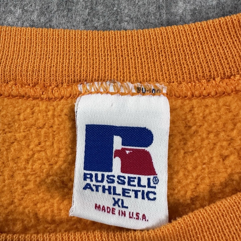 VTG Tennessee Russell Athletic Orange Blue Lettering Crewneck Sweatshirt SZ XL - Picture 5 of 6